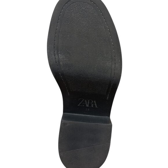 Zara Black Ankle Leather Boot (8) - Picture 5 of 6